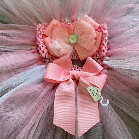 Pink and White Tutu 6-12 months matching headband - Picture 2 of 7